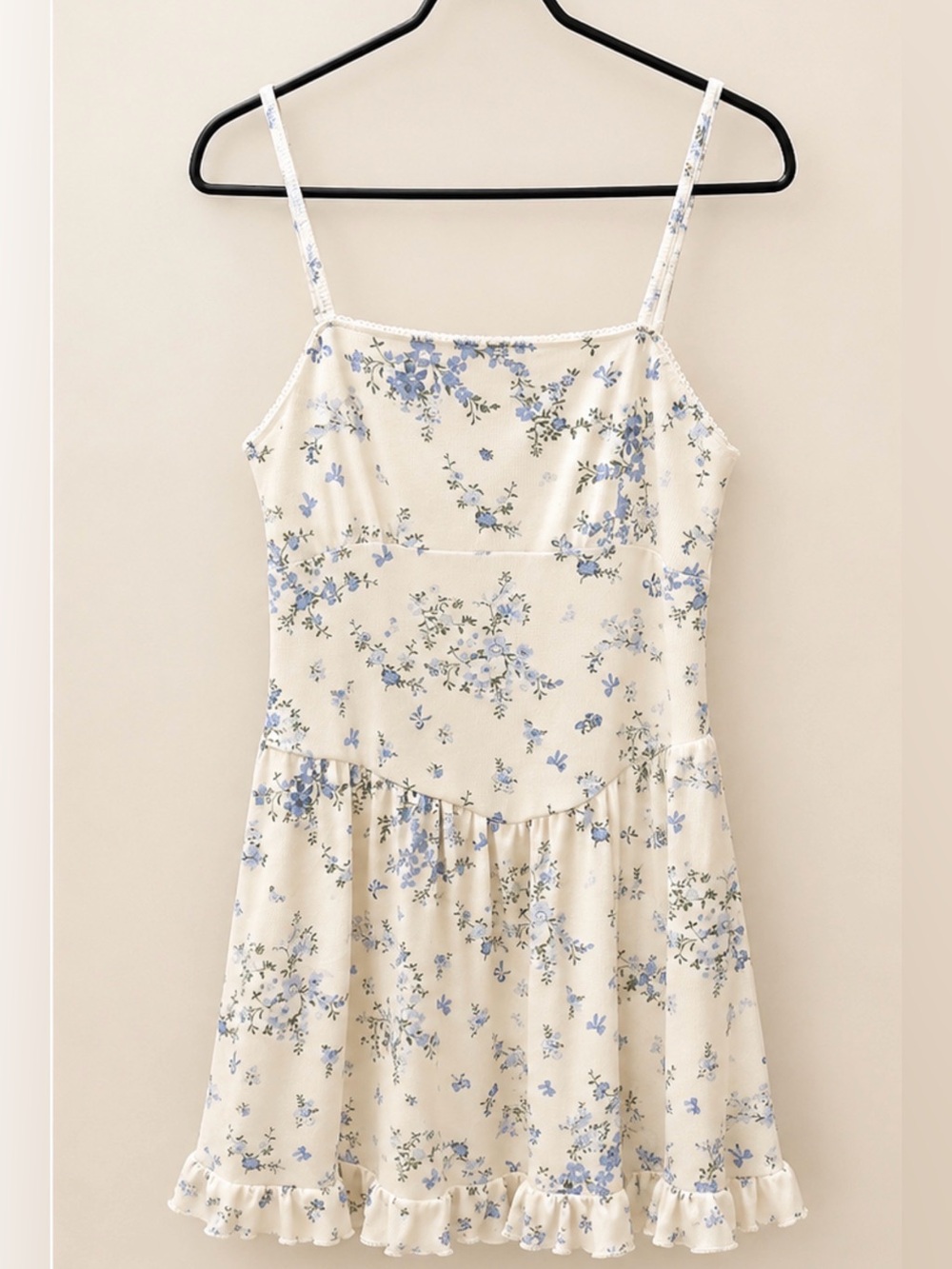 art class Cream Slip Dress with Blue Floral Print